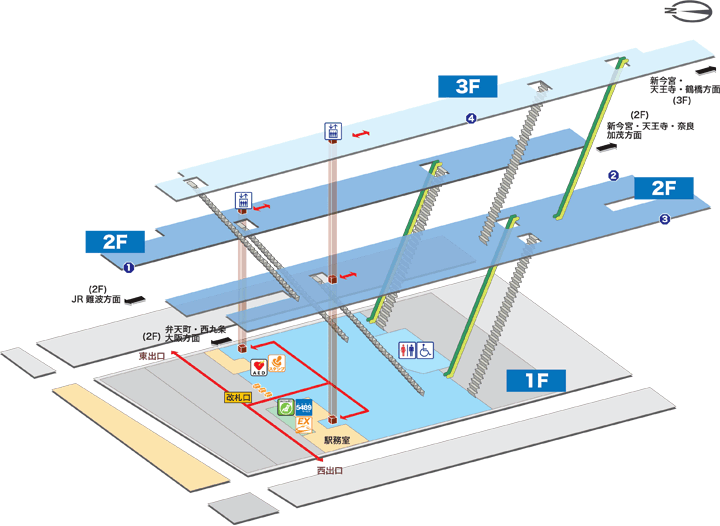 ＪＲ環状線ＪＲ今宮駅構内図