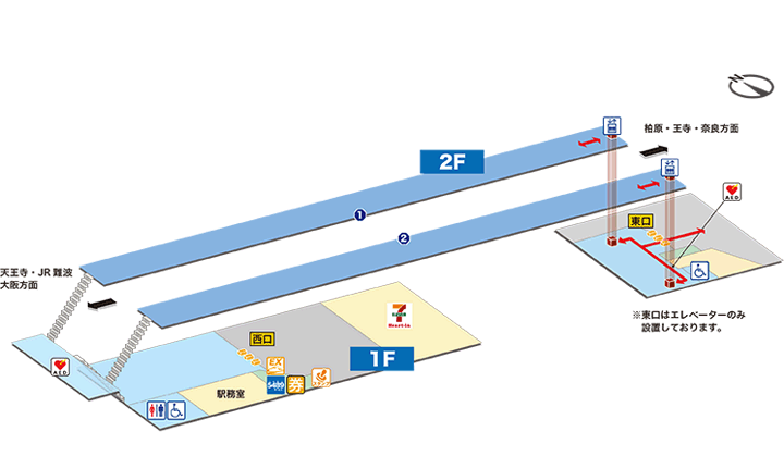 ＪＲ関西本線ＪＲ東部市場前駅構内図