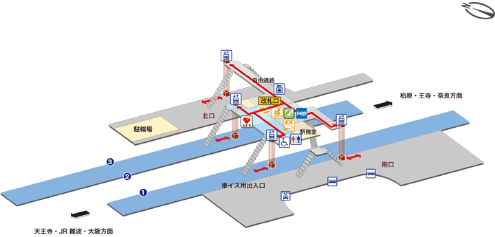 JR関西本線JR平野駅構内図