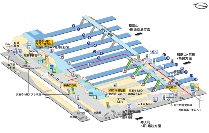 JR関西本線JR難波駅構内図